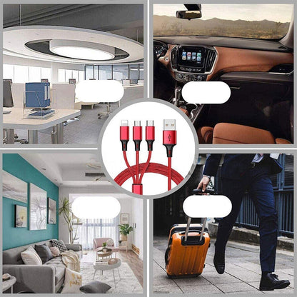 3-in-1 Multi USB Charger Cable for Micro USB Type C and Apple Devices V1263-JX-6100-3