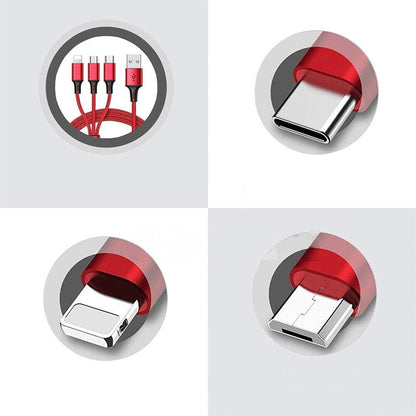 3-in-1 Multi USB Charger Cable for Micro USB Type C and Apple Devices V1263-JX-6100-4