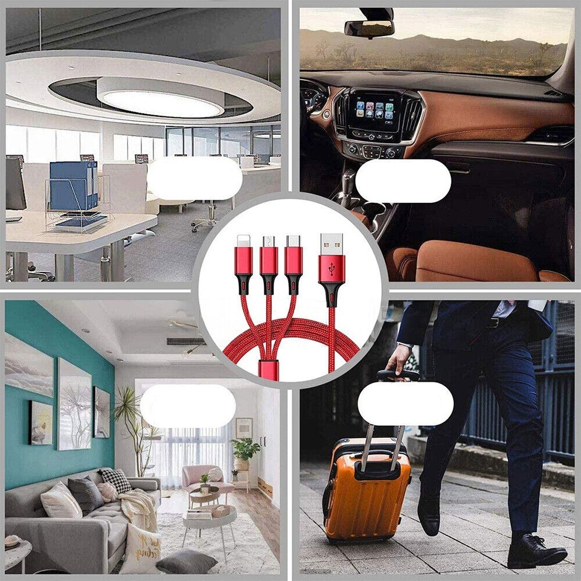 3-in-1 Multi USB Charger Cable for Micro USB Type C and Apple Devices V1263-JX-6100-5