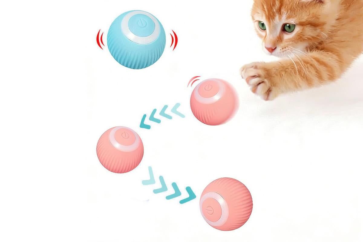 2PCS Interactive Smart Cat Toy Automatic Rolling Cat Ball Self-Moving Kitten Toys V1263-JX-6101