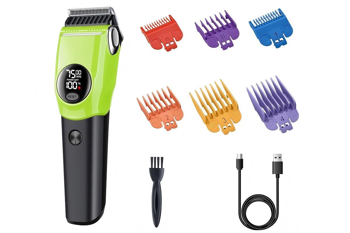 Dog Clipper Low Noise Dog Grooming Kit Rechargeable 3-Speed With LCD Display for Dogs Cats Pets V1263-JX-6106-1