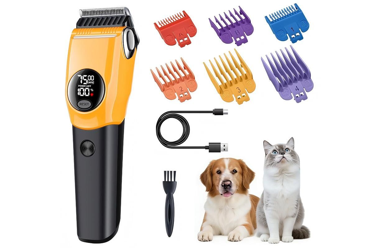 Dog Clipper Low Noise Dog Grooming Kit Rechargeable 3-Speed With LCD Display for Dogs Cats Pets V1263-JX-6106-3