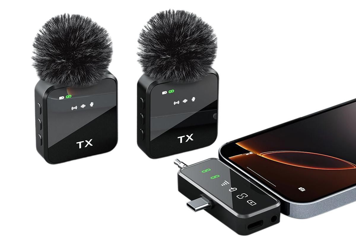 3 in 1 Microphone for iPhone/Android/Camera Mini Microphone ireless Lavalier Microphone for Record Interview V1263-JX-6107