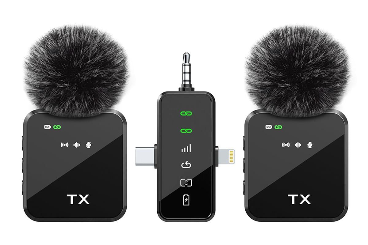 3 in 1 Microphone for iPhone/Android/Camera Mini Microphone ireless Lavalier Microphone for Record Interview V1263-JX-6107
