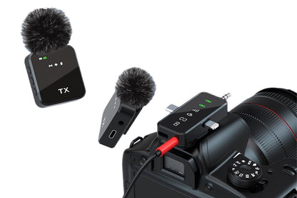 3 in 1 Microphone for iPhone/Android/Camera Mini Microphone ireless Lavalier Microphone for Record Interview V1263-JX-6107