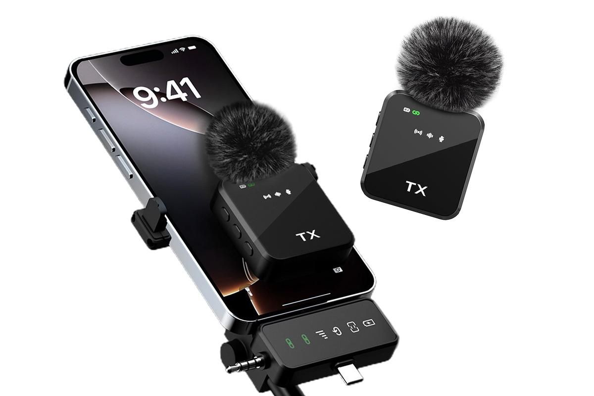 3 in 1 Microphone for iPhone/Android/Camera Mini Microphone ireless Lavalier Microphone for Record Interview V1263-JX-6107