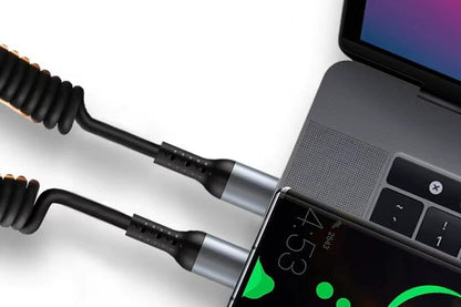USB C To C Cable Car Coiled Type C Charging Cable For iPhone Samsung V1263-JX-6112