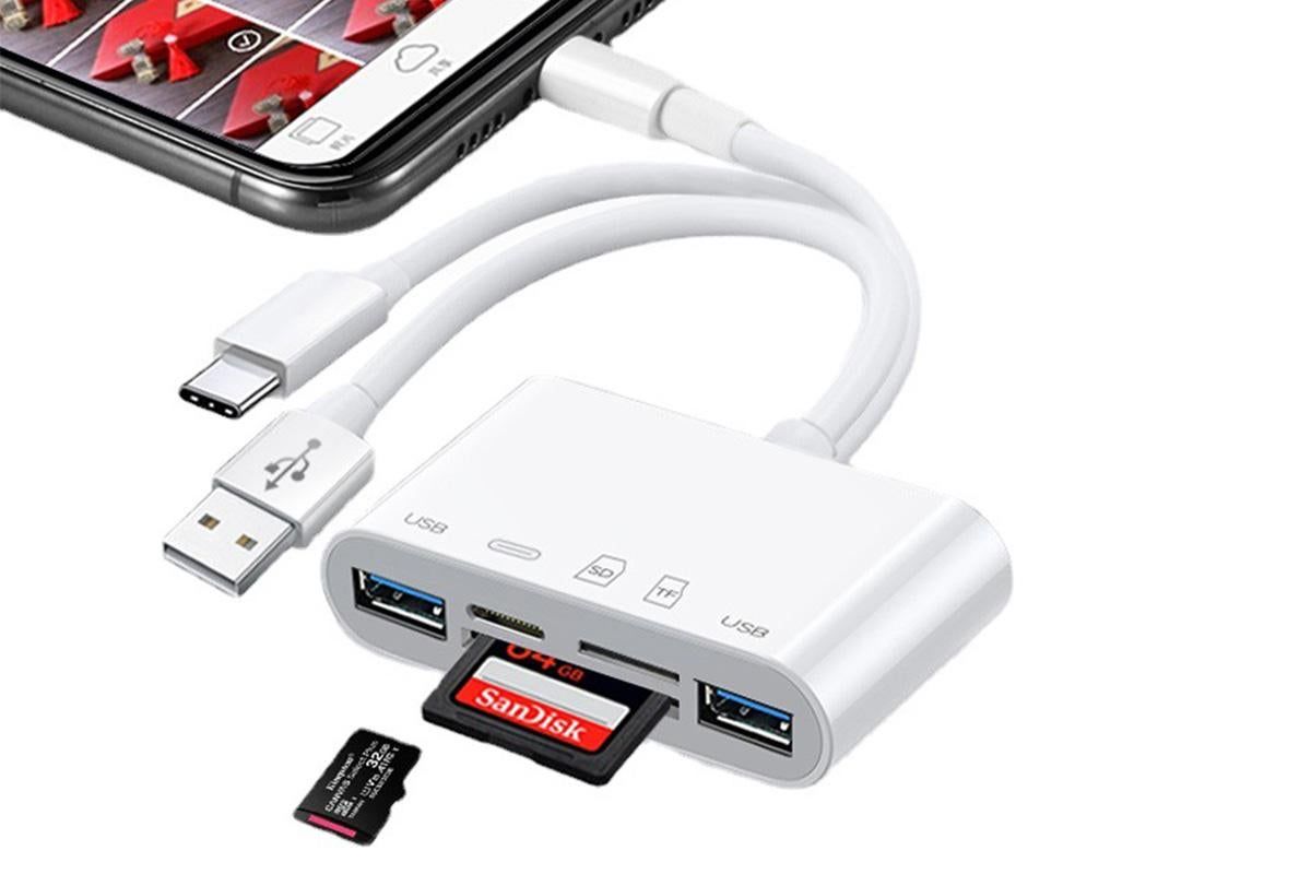 5 In 1 Memory Card Reader USB OTG Adapter SD Card Reader For iPhone iPad V1263-JX-6113