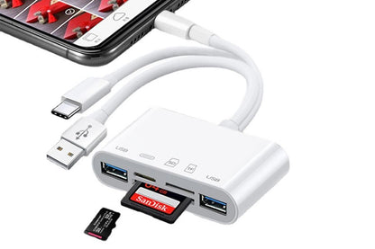 5 In 1 Memory Card Reader USB OTG Adapter SD Card Reader For iPhone iPad V1263-JX-6113