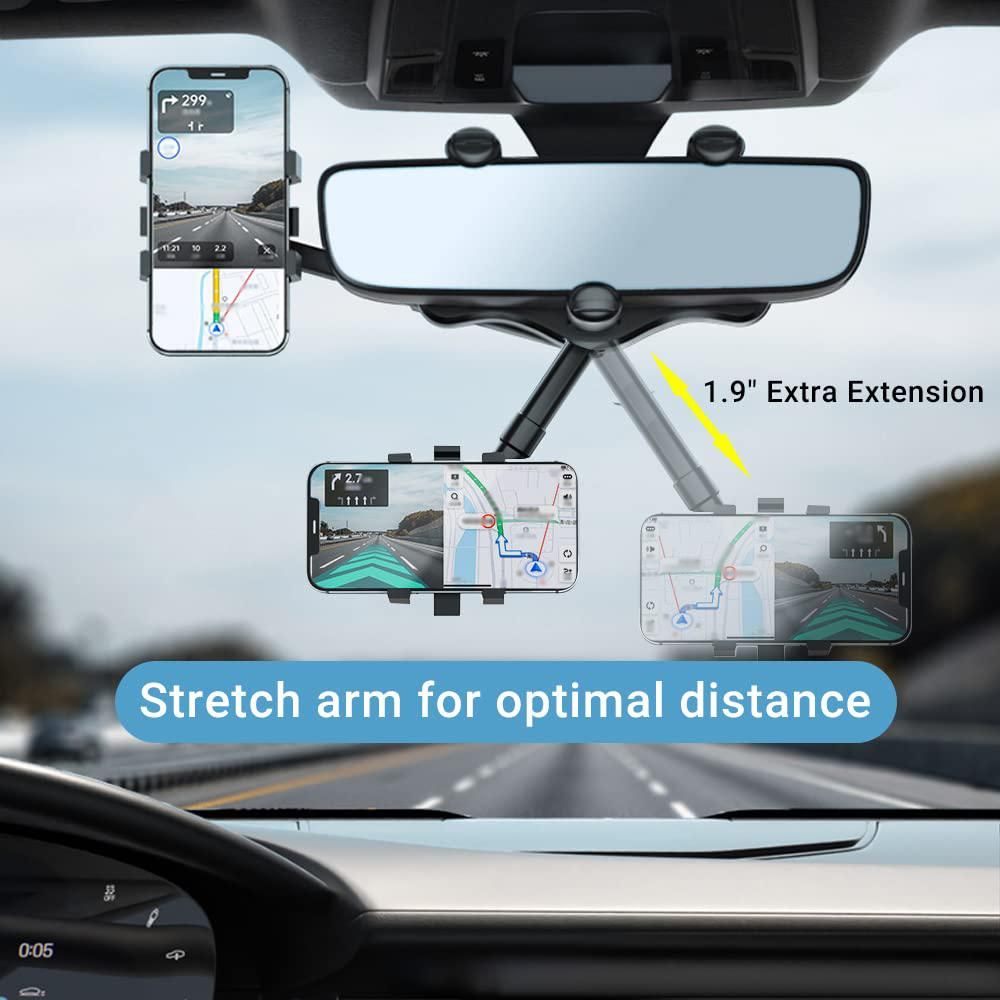 360 Rotatable and Retractable Car Phone Holder Multifunctional Rearview Mirror Phone Holder Universal Phone V1263-JX-6128