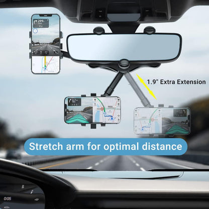 360 Rotatable and Retractable Car Phone Holder Multifunctional Rearview Mirror Phone Holder Universal Phone V1263-JX-6128