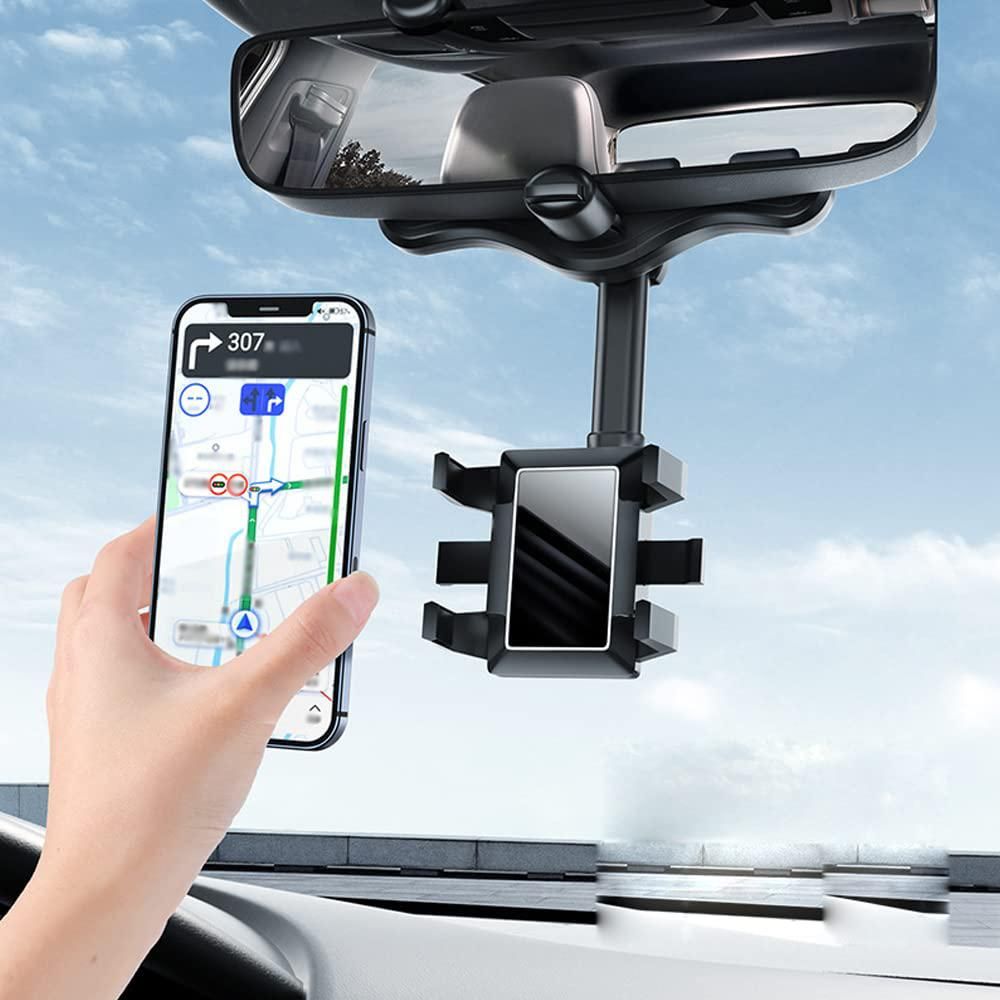 360 Rotatable and Retractable Car Phone Holder Multifunctional Rearview Mirror Phone Holder Universal Phone V1263-JX-6128