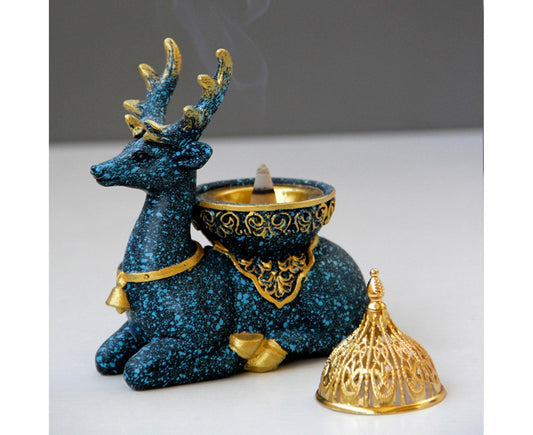 Marble Reindeer Incense Holder-Dark Blue V1263-JX-613