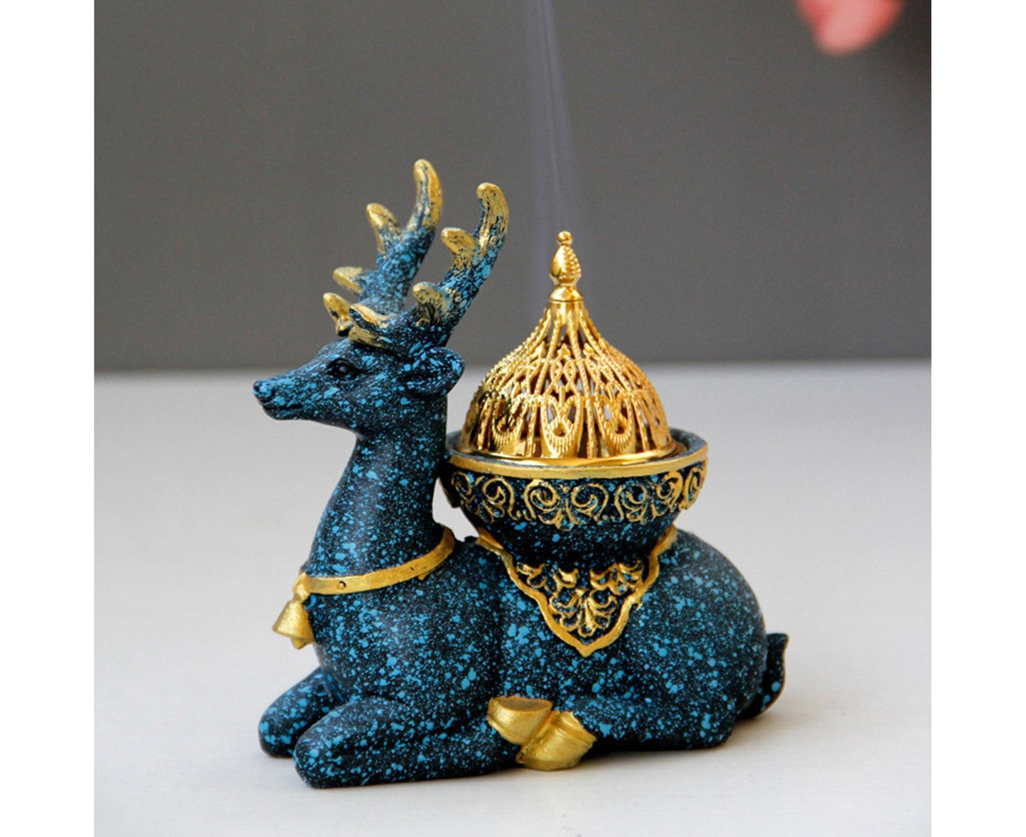 Marble Reindeer Incense Holder-Dark Blue V1263-JX-613