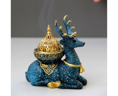 Marble Reindeer Incense Holder-Dark Blue V1263-JX-613