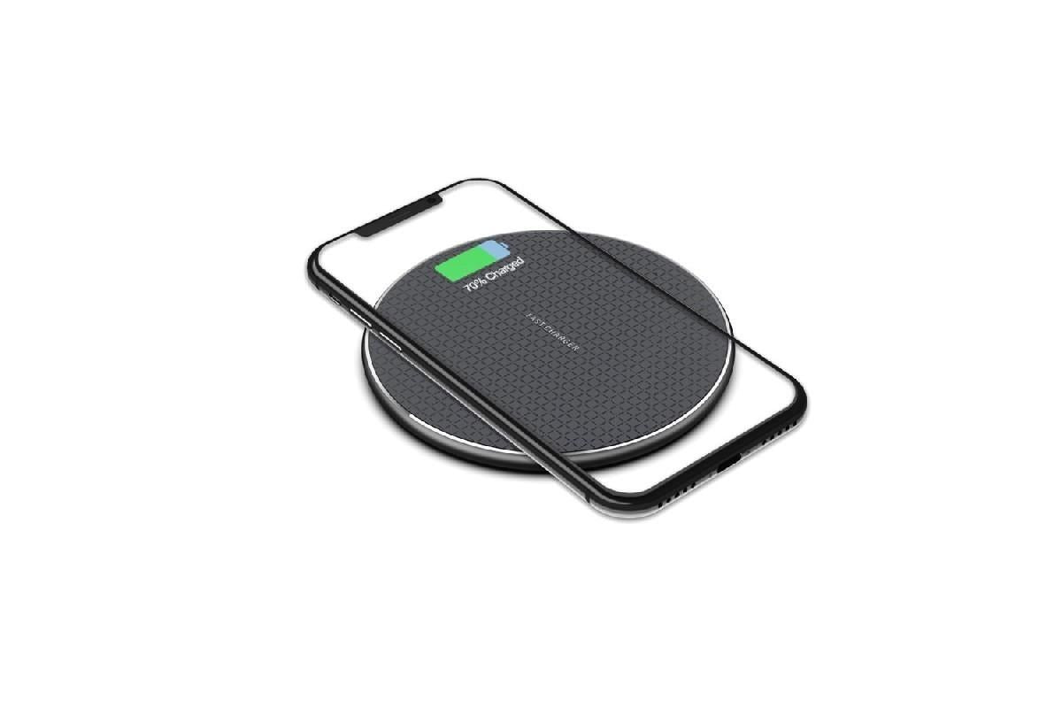 Wireless Fast Charger Smartphone Charger Qi Charging for Apple, Samsung and Smart Phones (Black) V1263-JX-6130