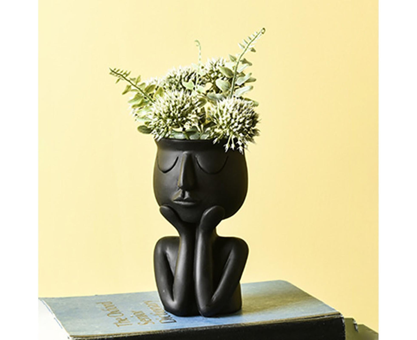 Human Think Face Ceramic Home Plants Flower Pot Vase Planter Tabletop Decoration-Red V1263-JX-615