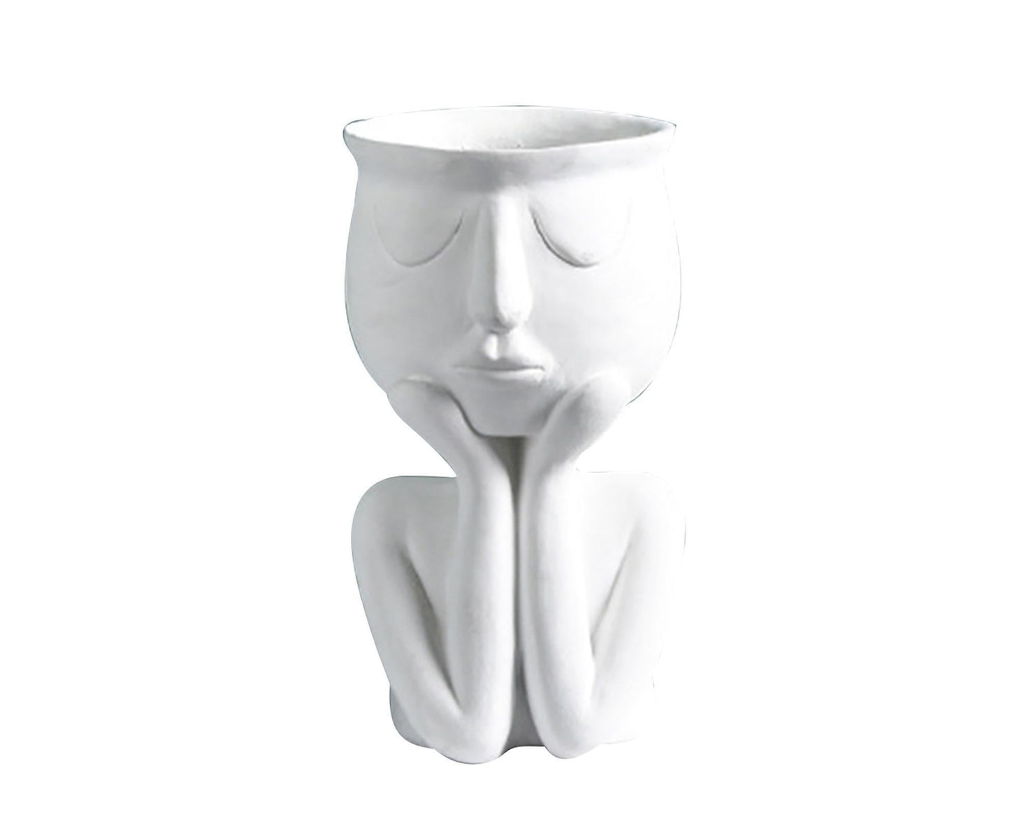 Human Think Face Ceramic Home Plants Flower Pot Vase Planter Tabletop Decoration-Red V1263-JX-615