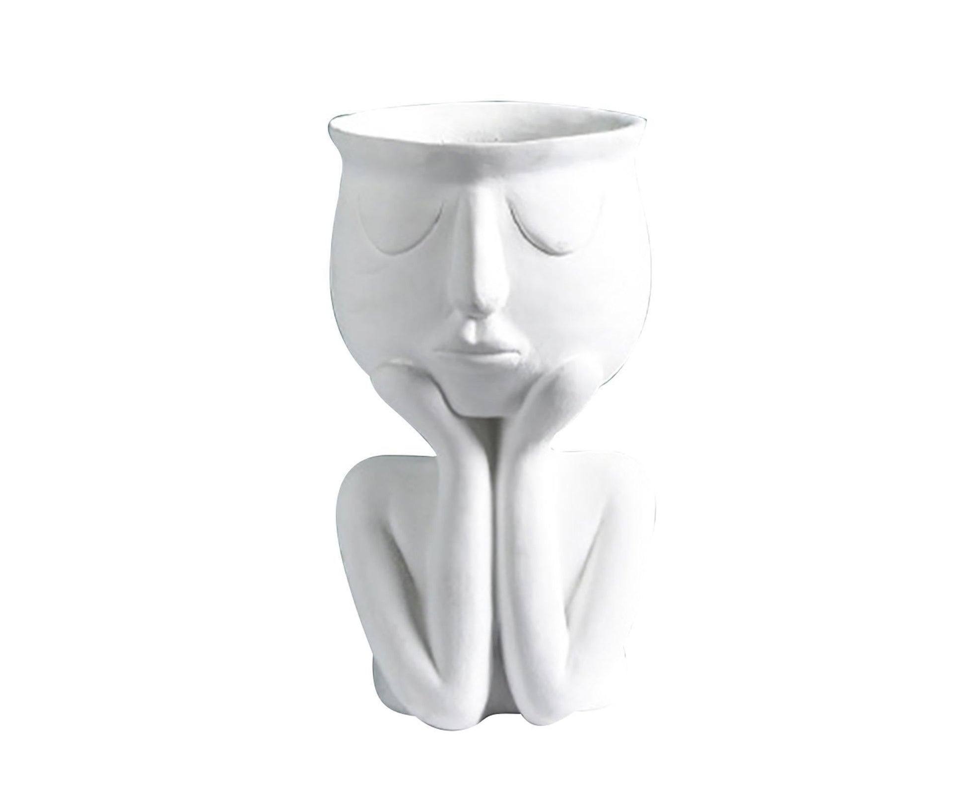 Human Think Face Ceramic Home Plants Flower Pot Vase Planter Tabletop Decoration-Red V1263-JX-615
