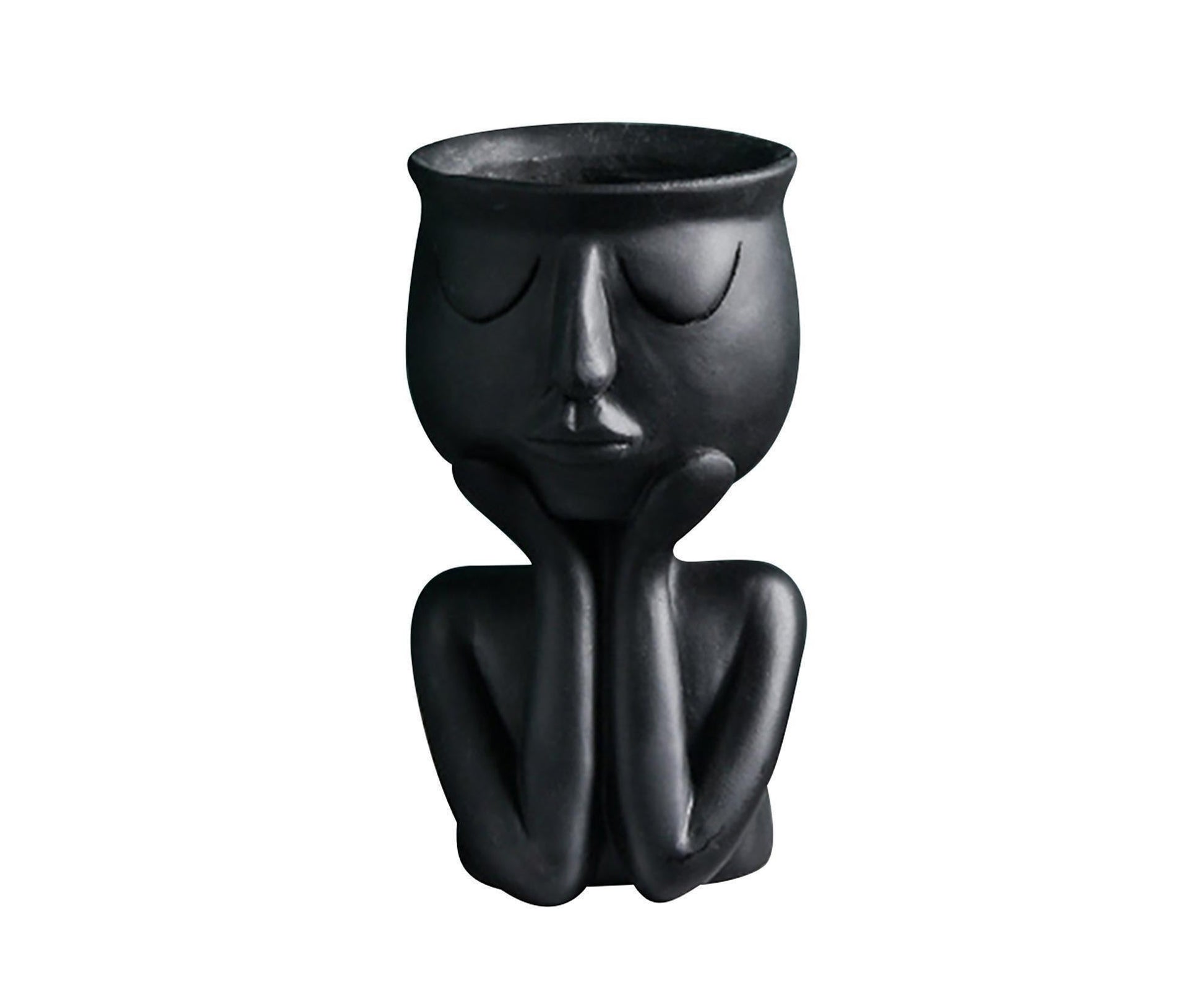 Human Think Face Ceramic Home Plants Flower Pot Vase Planter Tabletop Decoration-Red V1263-JX-615