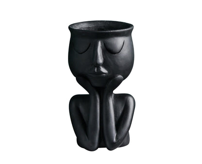 Human Think Face Ceramic Home Plants Flower Pot Vase Planter Tabletop Decoration-Red V1263-JX-615