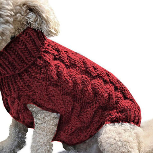 Pet Dog Sweater Pet Turtleneck Knitting Sweater Winter Warmer Clothes Pet Pullover Knitwear - Red V1263-JX-6152-2