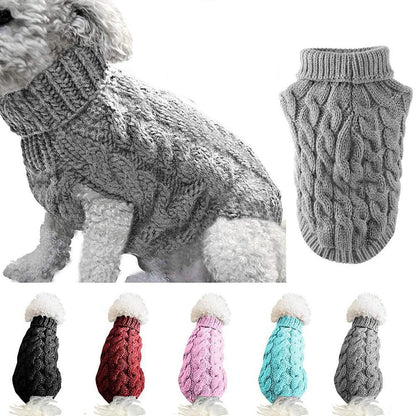 Pet Dog Sweater Pet Turtleneck Knitting Sweater Winter Warmer Clothes Pet Pullover Knitwear - Gray V1263-JX-6155-1