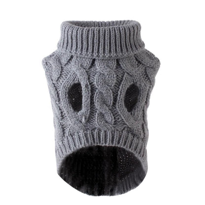 Pet Dog Sweater Pet Turtleneck Knitting Sweater Winter Warmer Clothes Pet Pullover Knitwear - Gray V1263-JX-6155-1