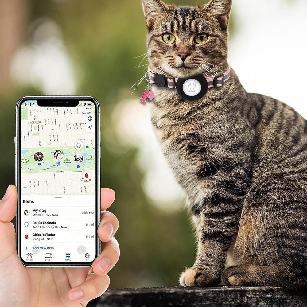 Reflective Cat Collar Compatible with Apple Airtag Adjustable Airtag Holder for Cat Dog Kitten Puppy V1263-JX-6157-1