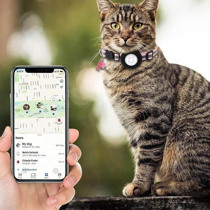 Reflective Cat Collar Compatible with Apple Airtag Adjustable Airtag Holder for Cat Dog Kitten Puppy V1263-JX-6157-1