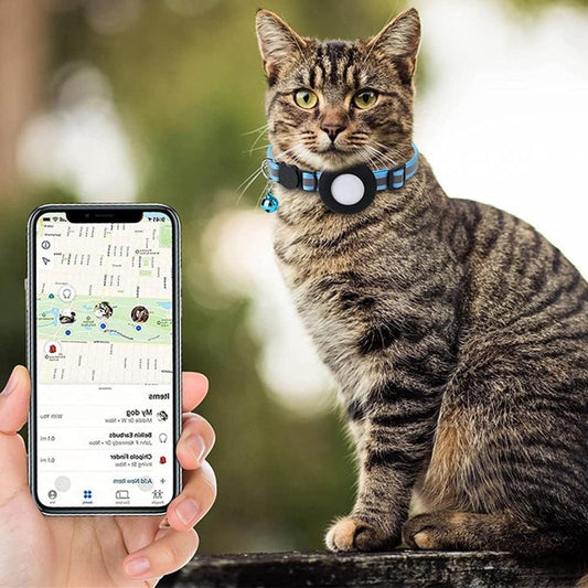 Reflective Cat Collar Compatible with Apple Airtag Adjustable Airtag Holder for Cat Dog Kitten Puppy V1263-JX-6157-2