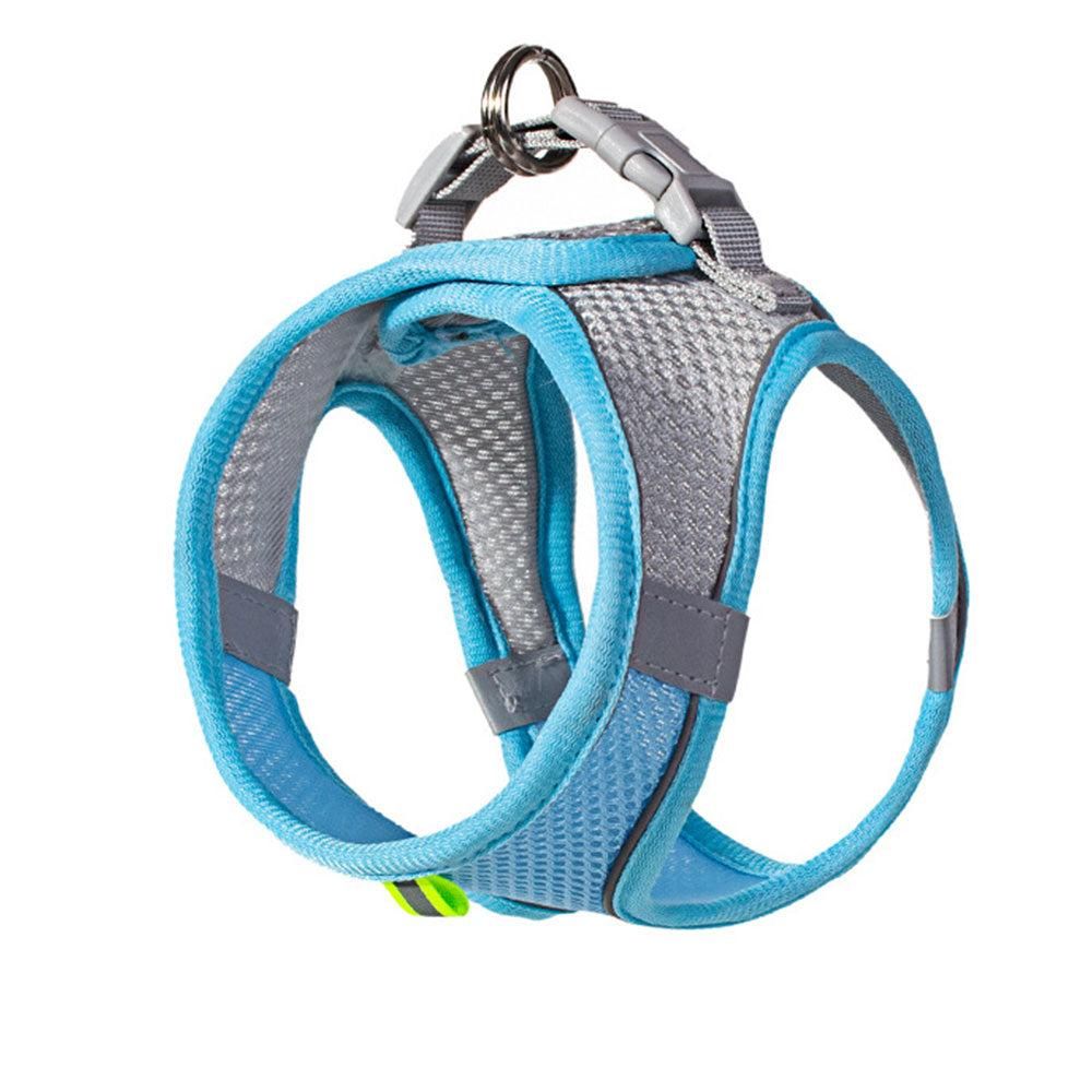 Pet Cat Harness and Leash Set Breathable Vest with Reflective Strip for Kitten Walking Traveling Blue V1263-JX-6159-3