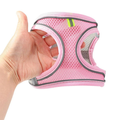 Pet Cat Harness and Leash Set Breathable Vest with Reflective Strip for Kitten Walking Traveling Pink V1263-JX-6160-1