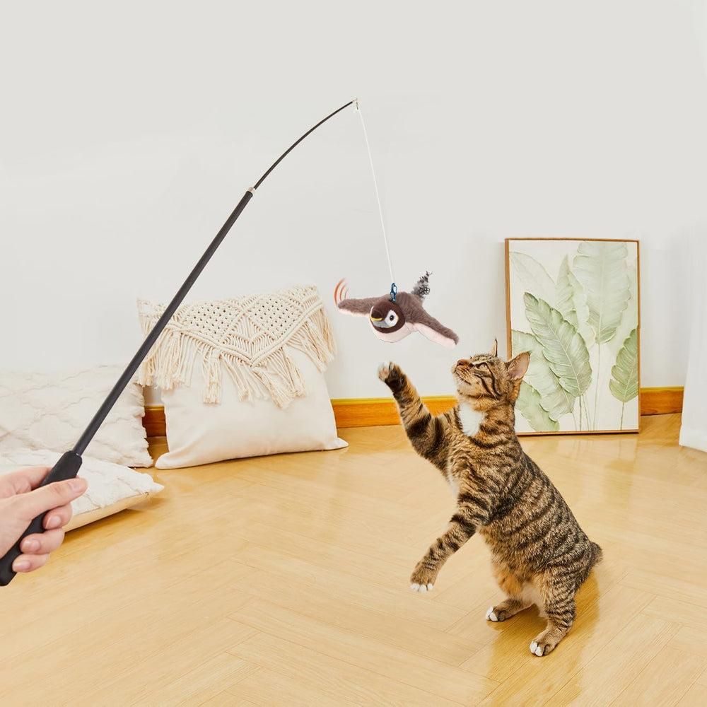 Cat Squeaky Toys Rechargeable Interactive Cat Toy Touch Activated Kitten Plush Pet Toys Brown V1263-JX-6162