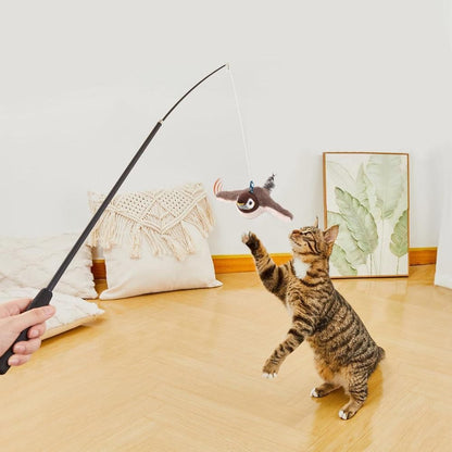 Cat Squeaky Toys Rechargeable Interactive Cat Toy Touch Activated Kitten Plush Pet Toys Brown V1263-JX-6162