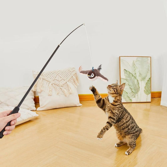 Cat Squeaky Toys Rechargeable Interactive Cat Toy Touch Activated Kitten Plush Pet Toys Brown V1263-JX-6162