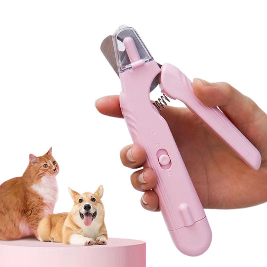 2-in-1 Pet Nail Grinder with LED Lights USB Rechargeable Dog Nail Clippers Cats Claw Trimmer Pink V1263-JX-6167