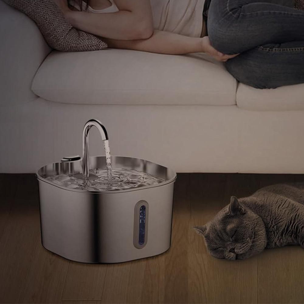 USB 2.2L Stainless Steel Pet Water Fountain for Cats and Small Dogs V1263-JX-6168
