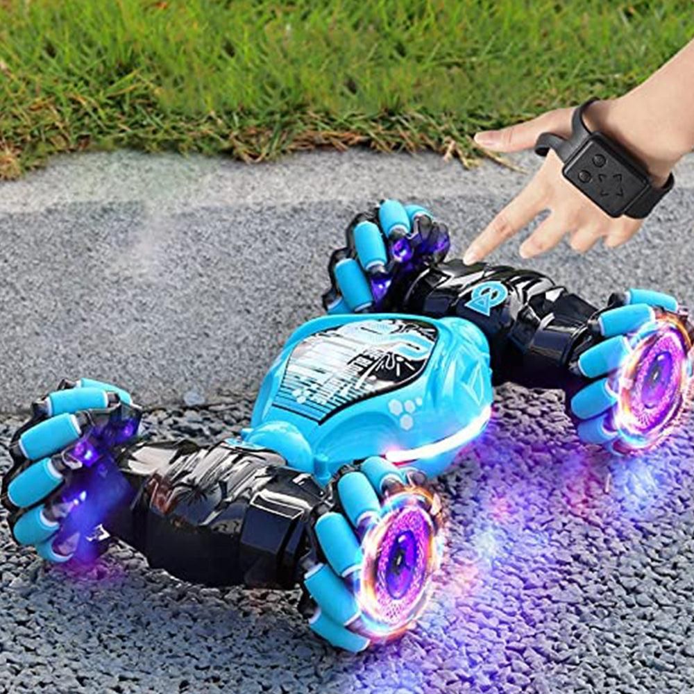 Remote Hand Control Watch Gesture Sensor Twist Car Toy USB charging Car Toy -Blue V1263-JX-6177