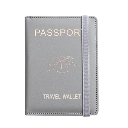 RFID Blocking Passport Holder Travel Passport Wallet Card Holder Gray V1263-JX-6200