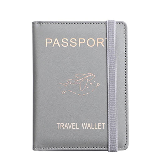 RFID Blocking Passport Holder Travel Passport Wallet Card Holder Gray V1263-JX-6200