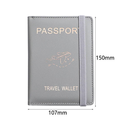 RFID Blocking Passport Holder Travel Passport Wallet Card Holder Gray V1263-JX-6200