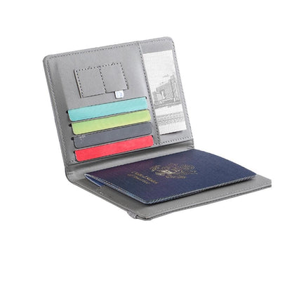 RFID Blocking Passport Holder Travel Passport Wallet Card Holder Gray V1263-JX-6200