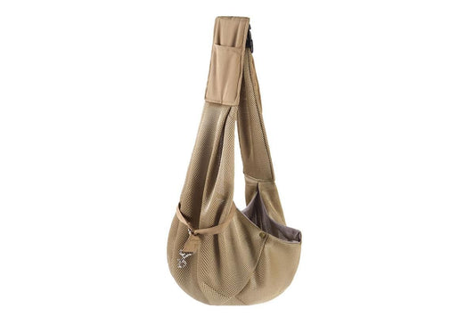 Breathable Dog Carrier Sling With Storage Pocket Pet Carrier Shoulder Pouch For Outdoor Travel -Khaki V1263-JX-6207-1