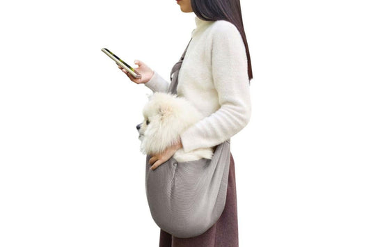 Breathable Dog Carrier Sling With Storage Pocket Pet Carrier Shoulder Pouch For Outdoor Travel -Gray V1263-JX-6207-2