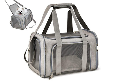 Portable Travel Bag Soft Crate Cage Cat Bag Animal Carriers for Pets -Grey V1263-JX-6209-2