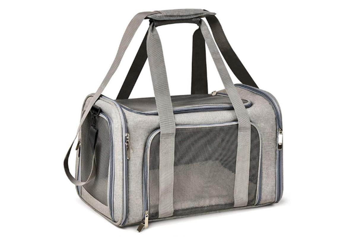 Portable Travel Bag Soft Crate Cage Cat Bag Animal Carriers for Pets -Grey V1263-JX-6209-2