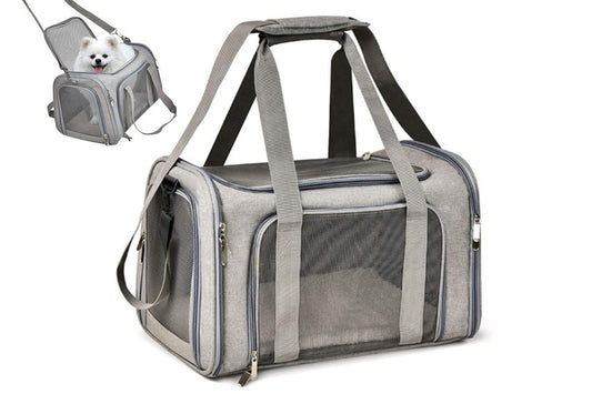 Portable Travel Bag Soft Crate Cage Cat Bag Animal Carriers for Pets -Grey V1263-JX-6209-3