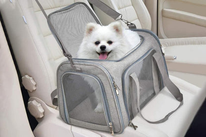 Portable Travel Bag Soft Crate Cage Cat Bag Animal Carriers for Pets -Grey V1263-JX-6209-3