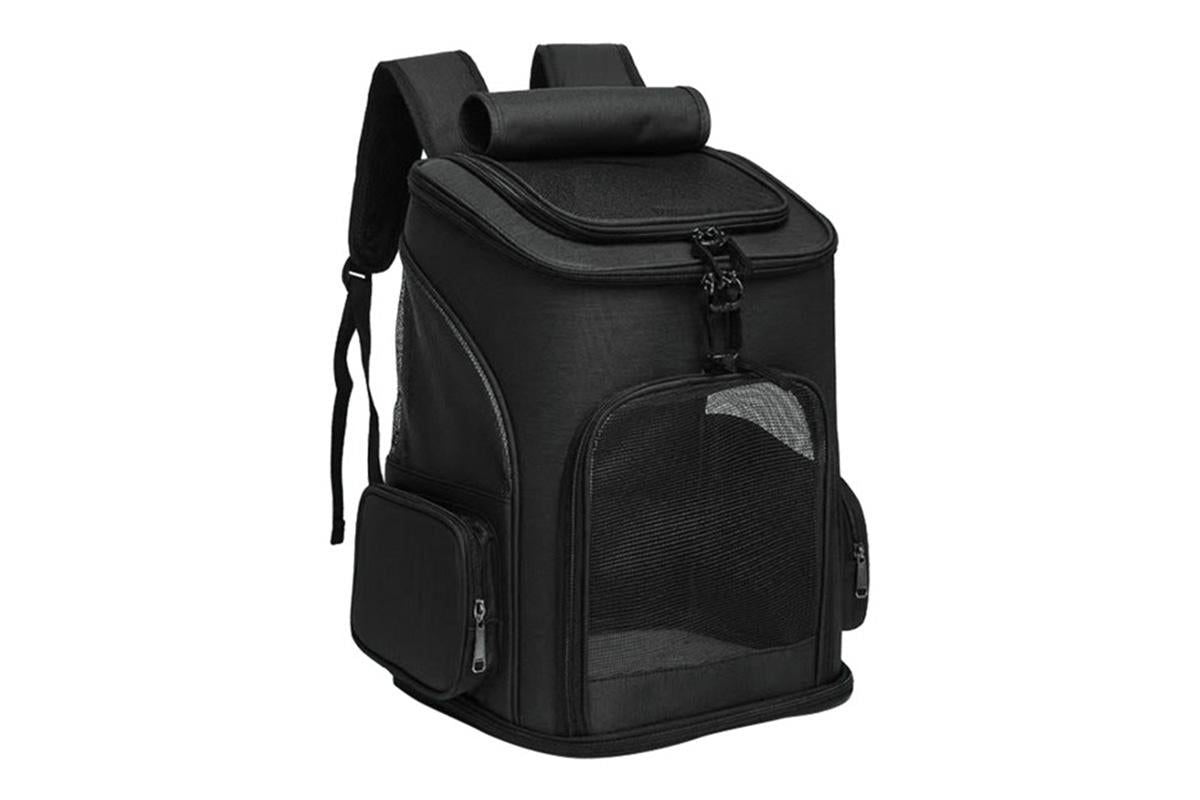 Expandable Large Cat Backpack Carrier for Small Pets - Black V1263-JX-6221